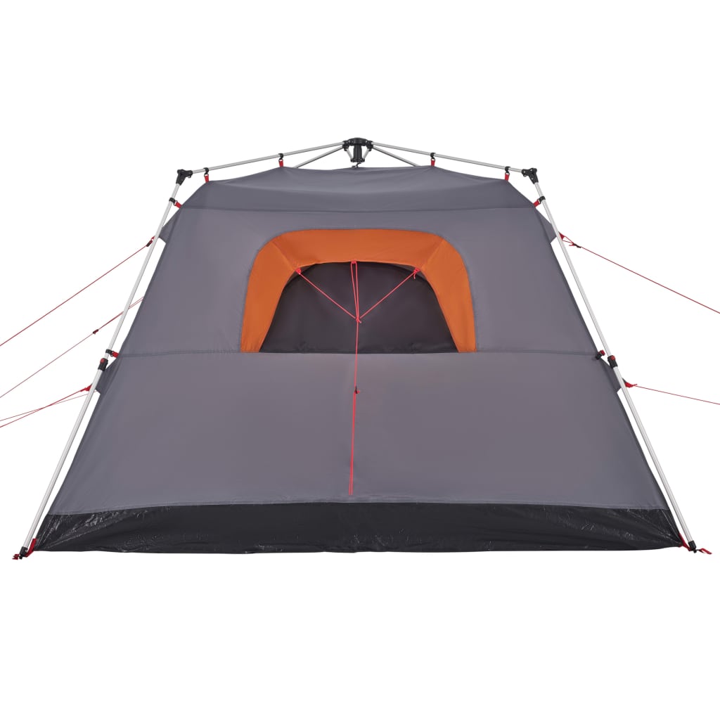 Camping Tent 4 Persons Grey and Orange Quick Release