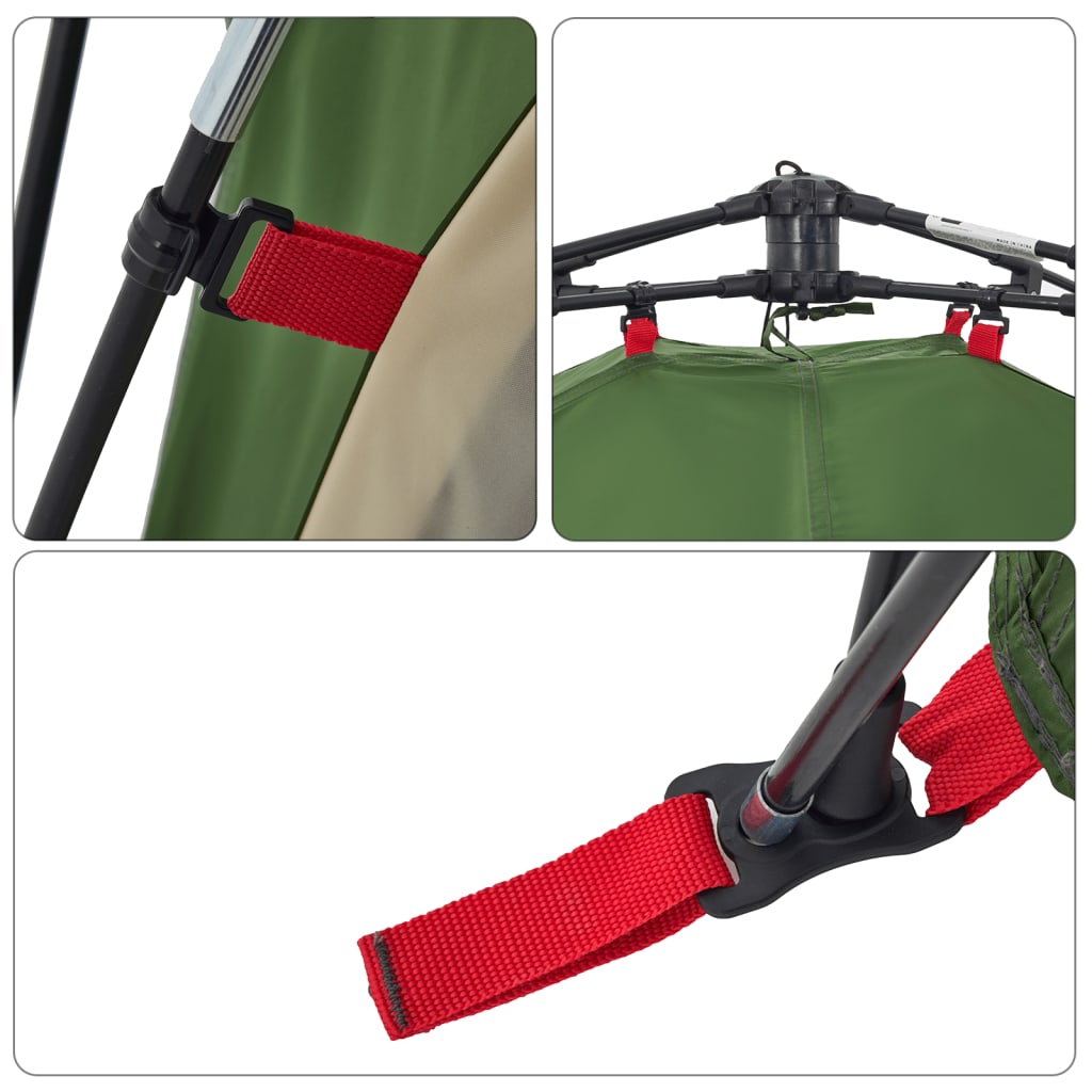 Dome Camping Tent 3 Persons Green Quick Release