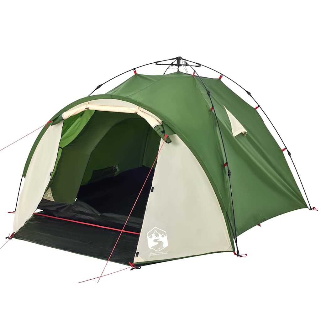 Dome Camping Tent 3 Persons Green Quick Release