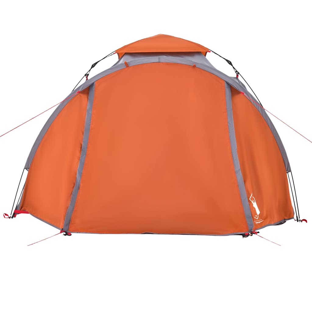 Dome Camping Tent 3 Persons Grey and Orange Quick Release