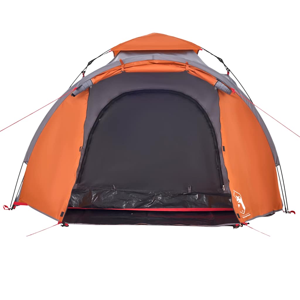 Dome Camping Tent 3 Persons Grey and Orange Quick Release