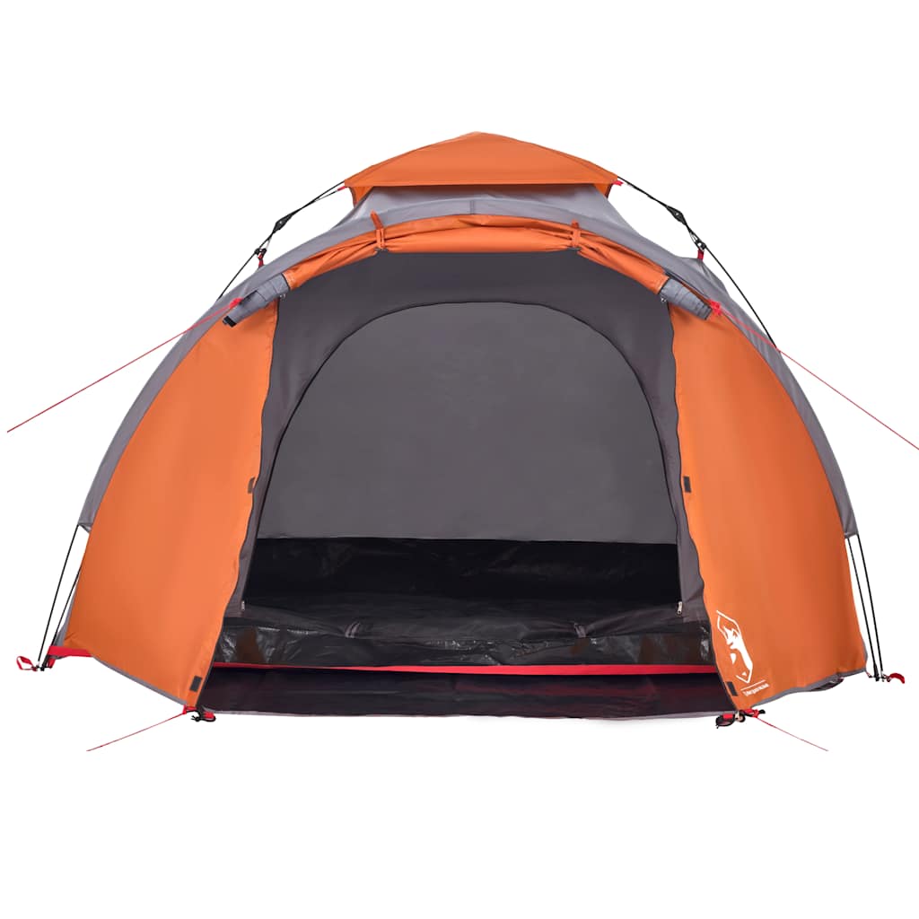 Dome Camping Tent 3 Persons Grey and Orange Quick Release