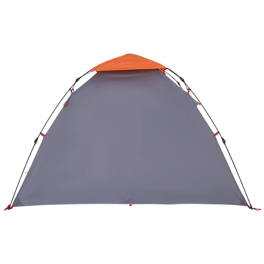 Dome Camping Tent 3 Persons Grey and Orange Quick Release