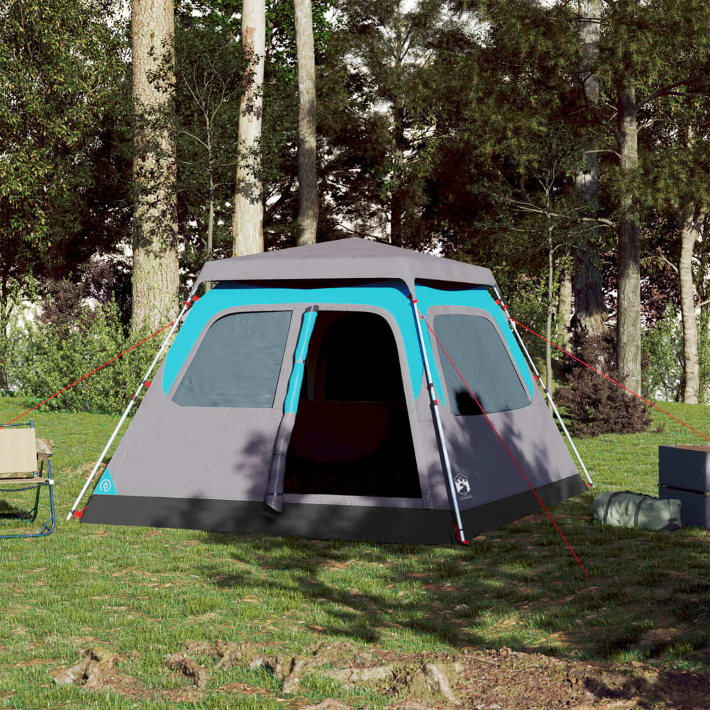 Dome Camping Tent 4 Persons Blue Quick Release