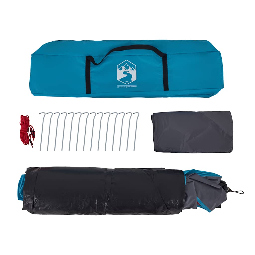 Dome Camping Tent 4 Persons Blue Quick Release