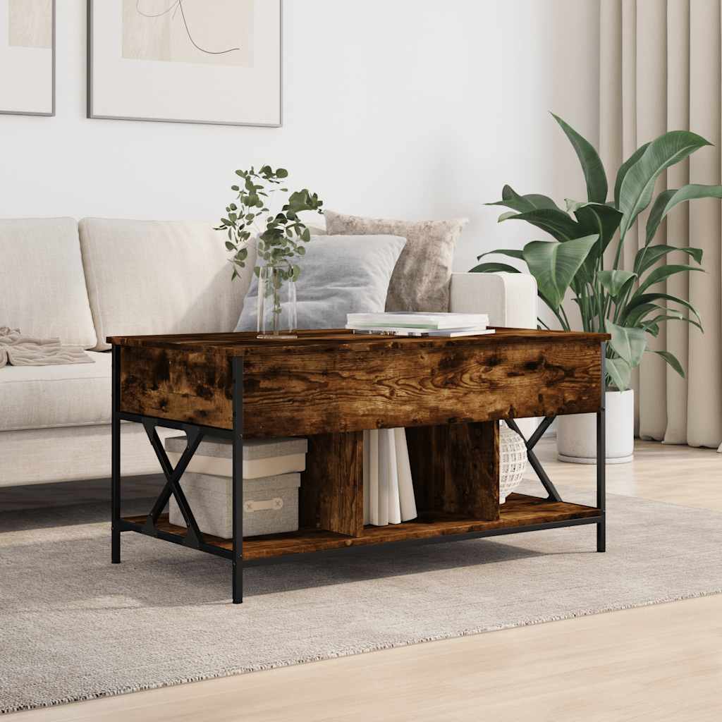 Couchtisch Räuchereiche 100x55x50 cm Holzwerkstoff und Metall