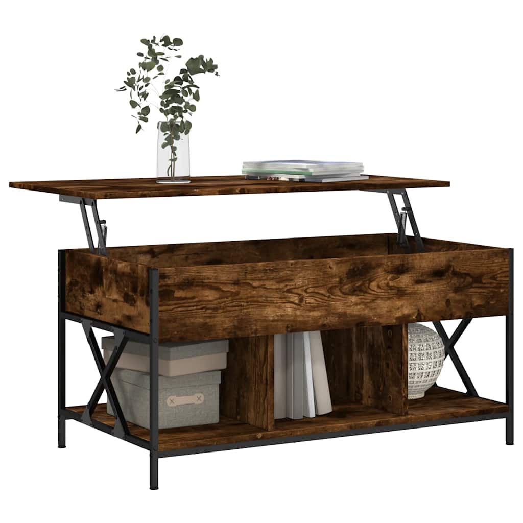 Couchtisch Räuchereiche 100x55x50 cm Holzwerkstoff und Metall