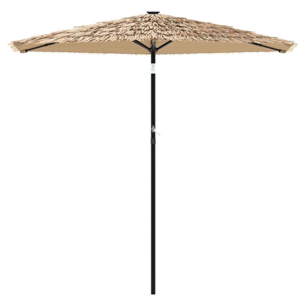 Parasol with LED and steel pole brown 268x268x226 cm