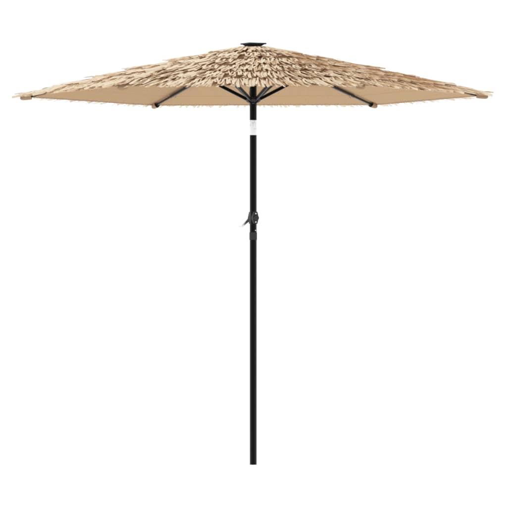 Parasol with LED and steel pole brown 268x268x226 cm