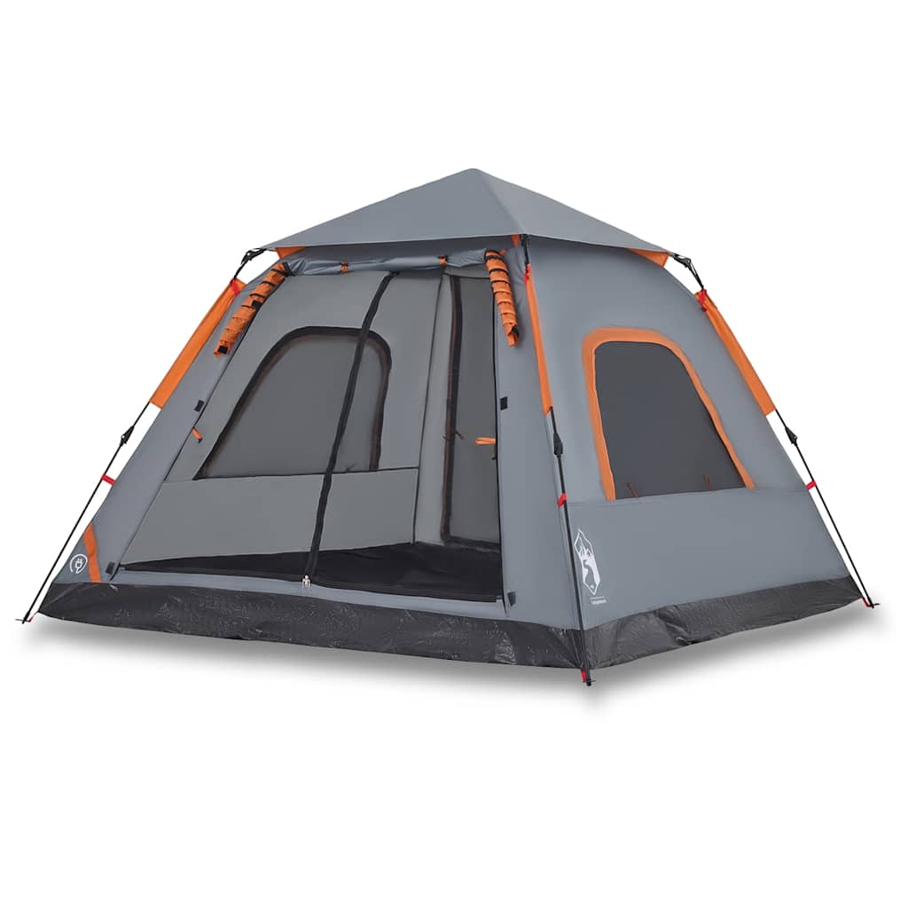 Dome Camping Tent 5 Persons Grey and Orange Quick Release
