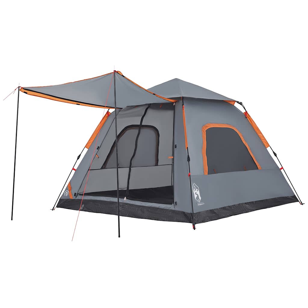 Dome Camping Tent 5 Persons Grey and Orange Quick Release