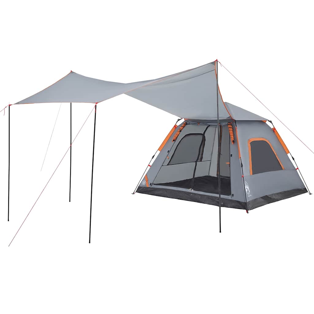 Dome Camping Tent 5 Persons Grey and Orange Quick Release