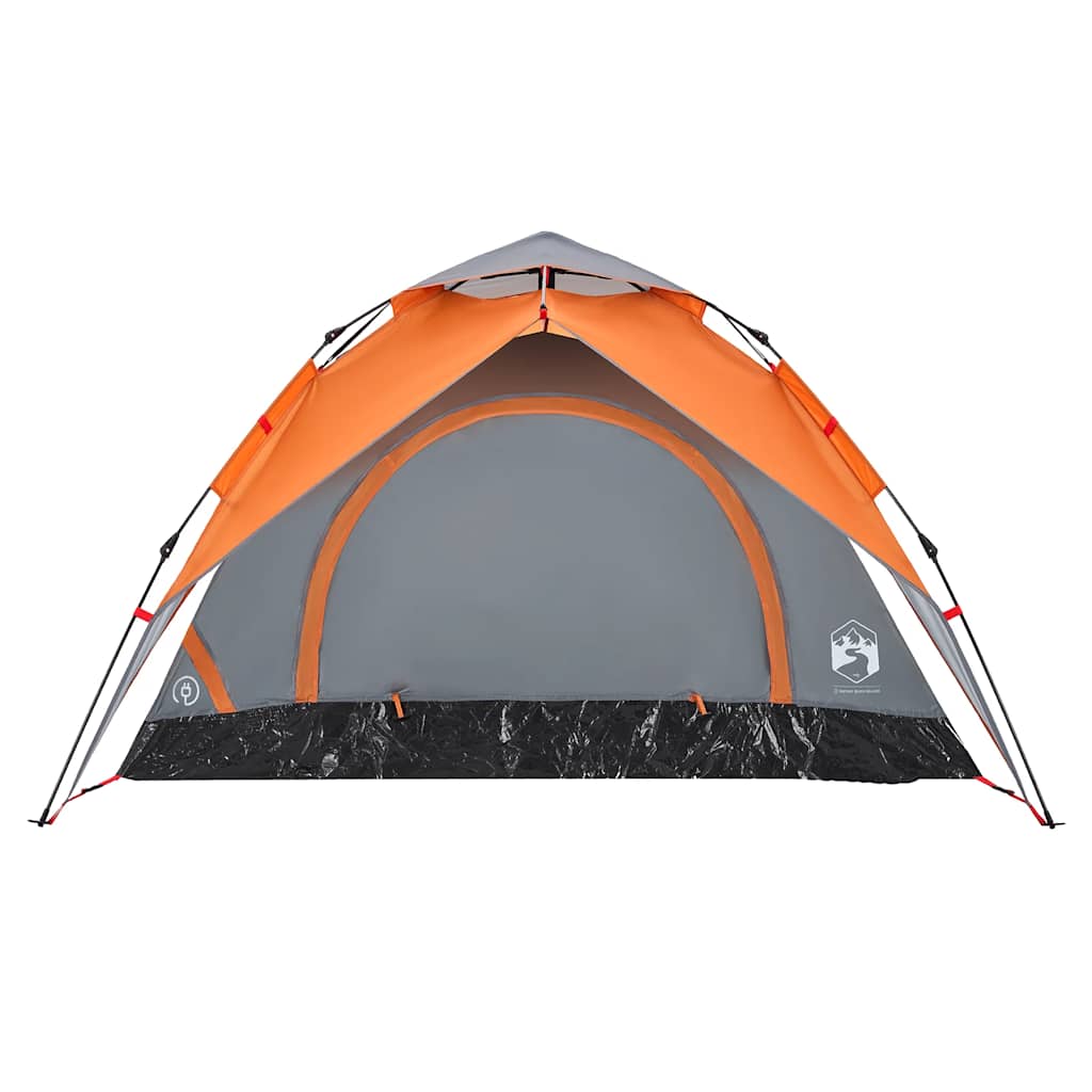 Dome Camping Tent 3 Persons Grey and Orange Quick Release
