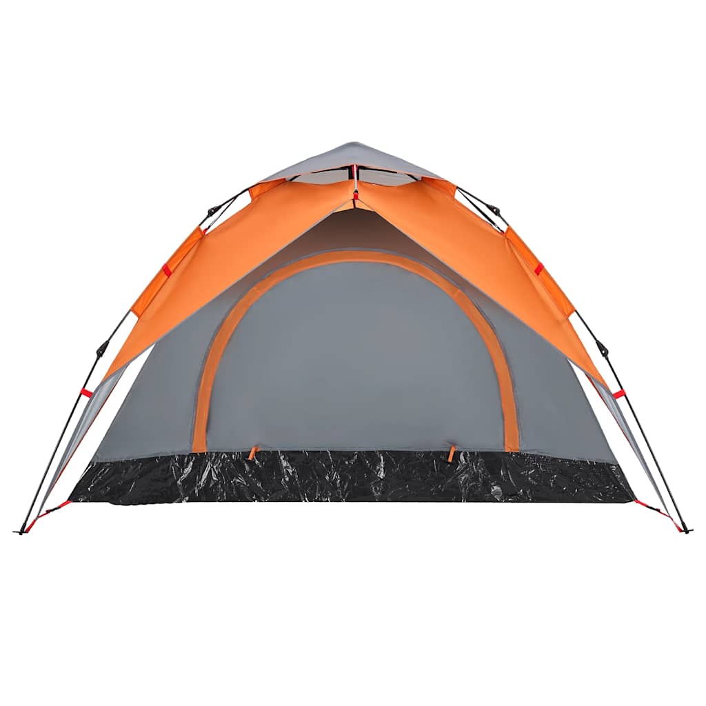 Dome Camping Tent 3 Persons Grey and Orange Quick Release