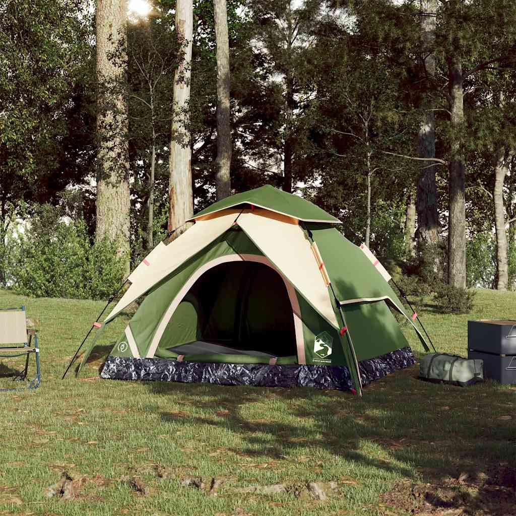 Dome Camping Tent 4 Persons Green Quick Release