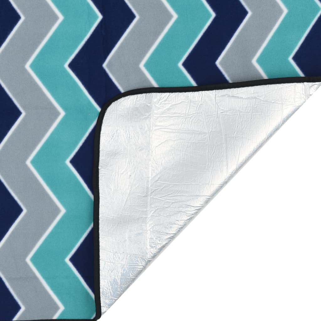 Picnic Blanket Foldable Blue Wave Pattern 200x150 cm Velvet