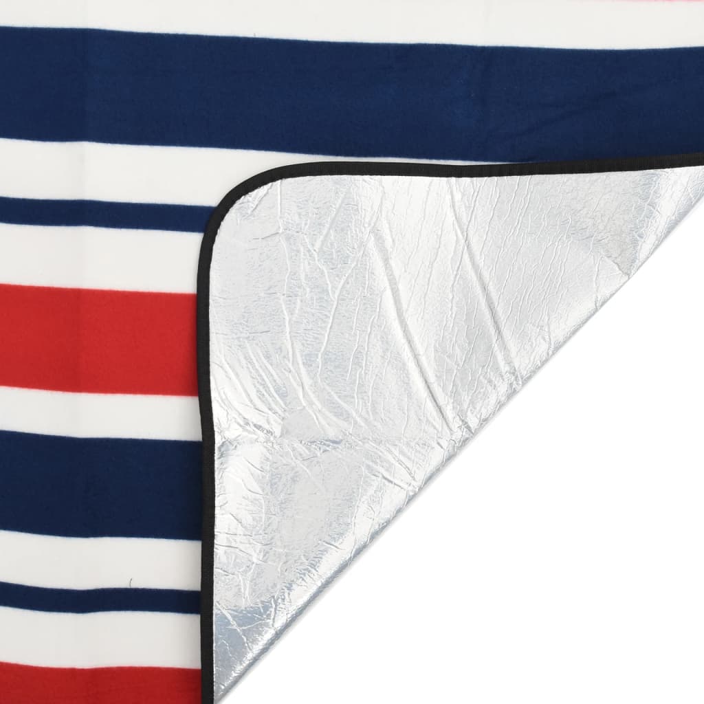 Picnic Blanket Foldable Red and Blue Striped 200x150 cm Velvet