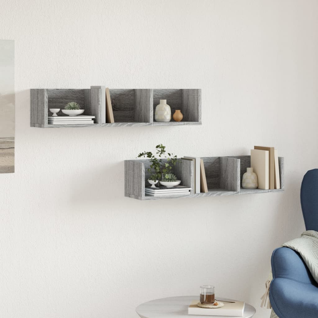 Wall cabinets 2 pcs. Sonoma oak 75x18x16.5 cm wood material
