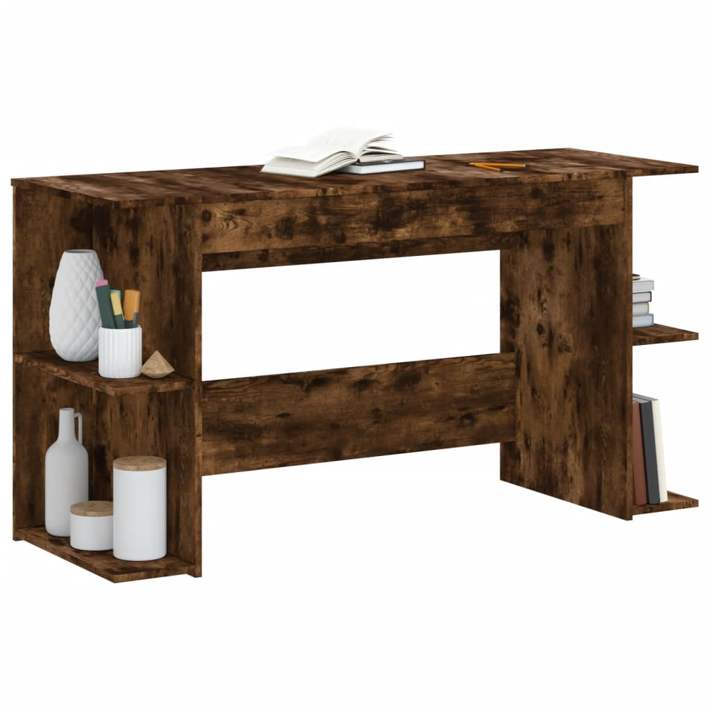Desk Smoked Oak 140x50x75 cm Wood Material