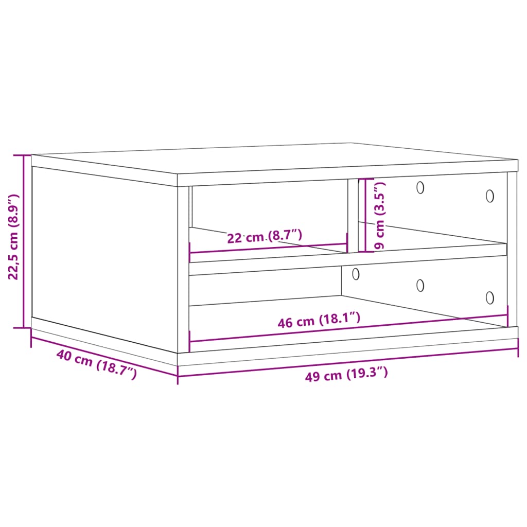Printer Stand Concrete Grey 49x40x22.5 cm Wood Material