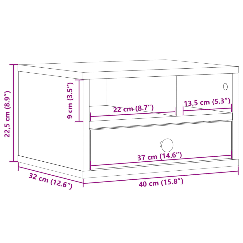 Druckerständer Braun Eichen-Optik 40x32x22,5 cm Holzwerkstoff