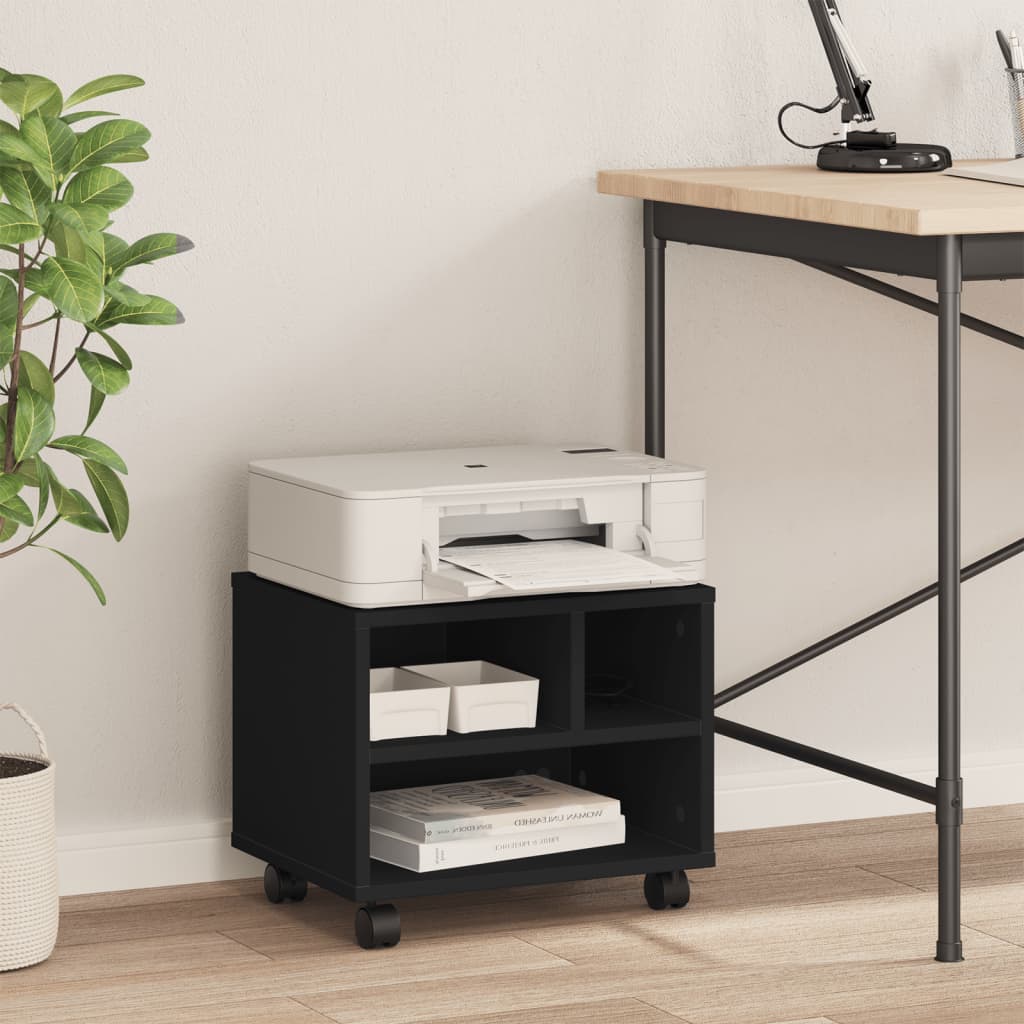 Printer Stand with Wheels Black 41x32x34.5 cm