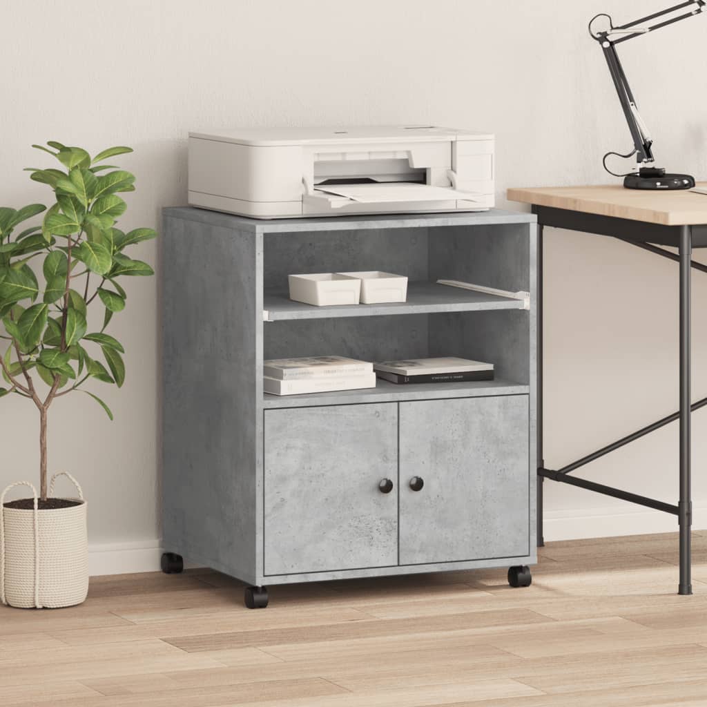 Printer Stand with Wheels Concrete Grey 60x48x74 cm