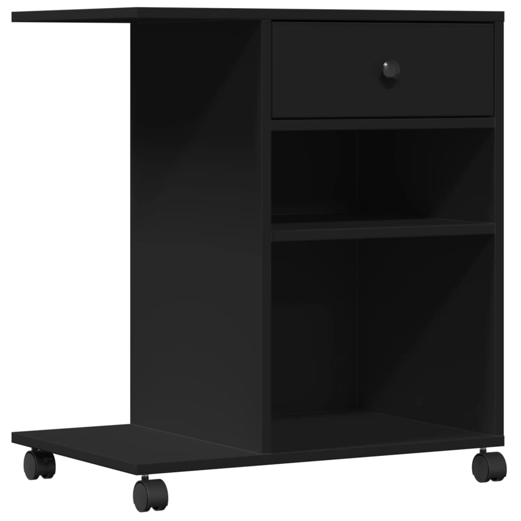 Druckerständer mit Rollen Schwarz 60x40x68,5 cm