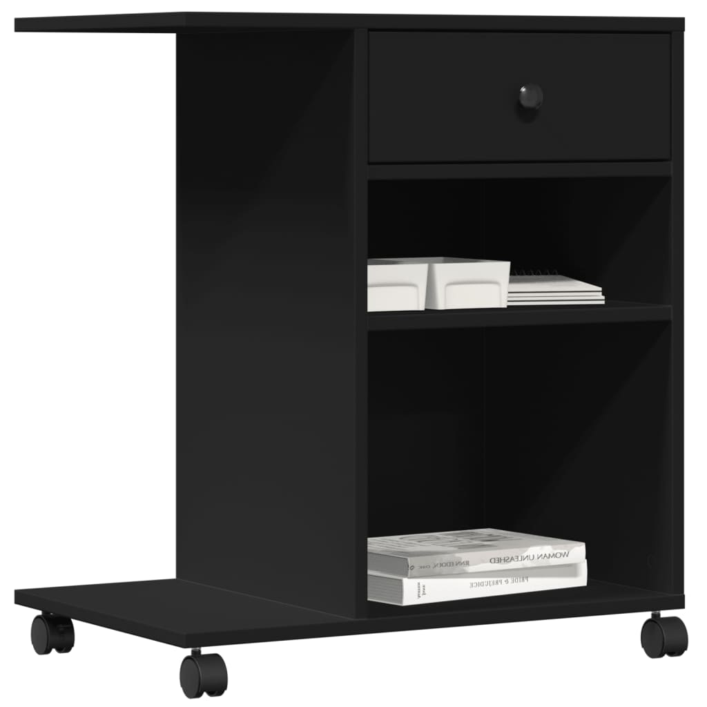 Druckerständer mit Rollen Schwarz 60x40x68,5 cm