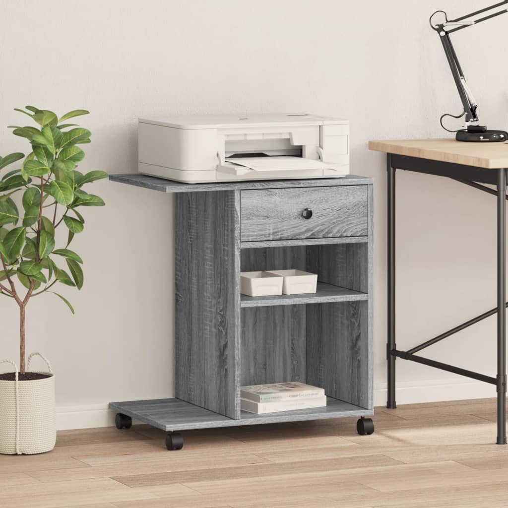 Printer Stand with Wheels Gray Sonoma 60x40x68.5 cm