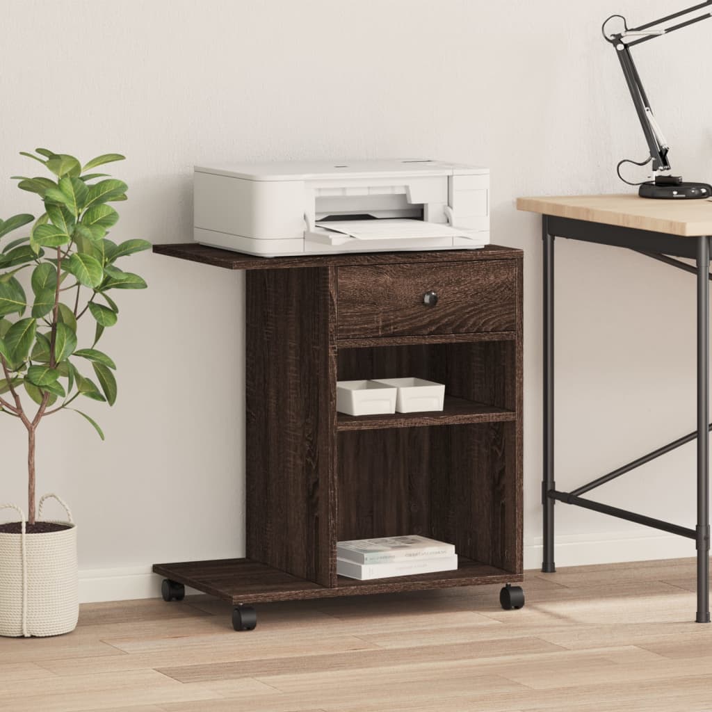 Druckerständer mit Rollen Braun Eichen-Optik 60x40x68,5 cm