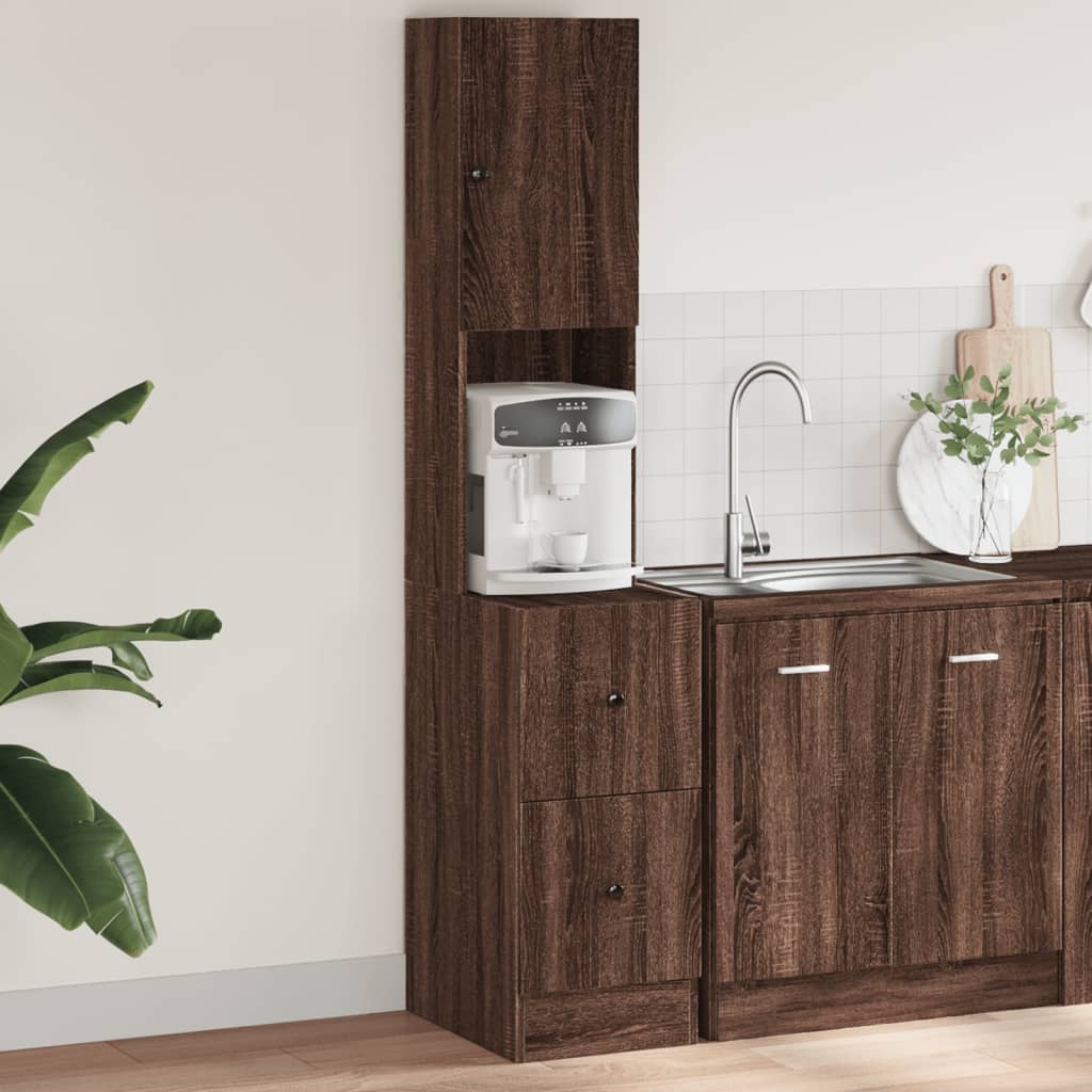 Kitchen Cabinet Brown Oak Look 35x50x180 cm Wood Material