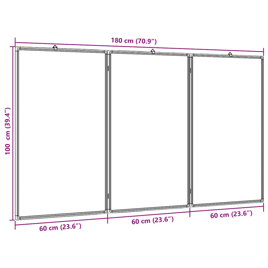 Magnetisches Whiteboard Klappbar 180x100x1,7 cm Aluminium