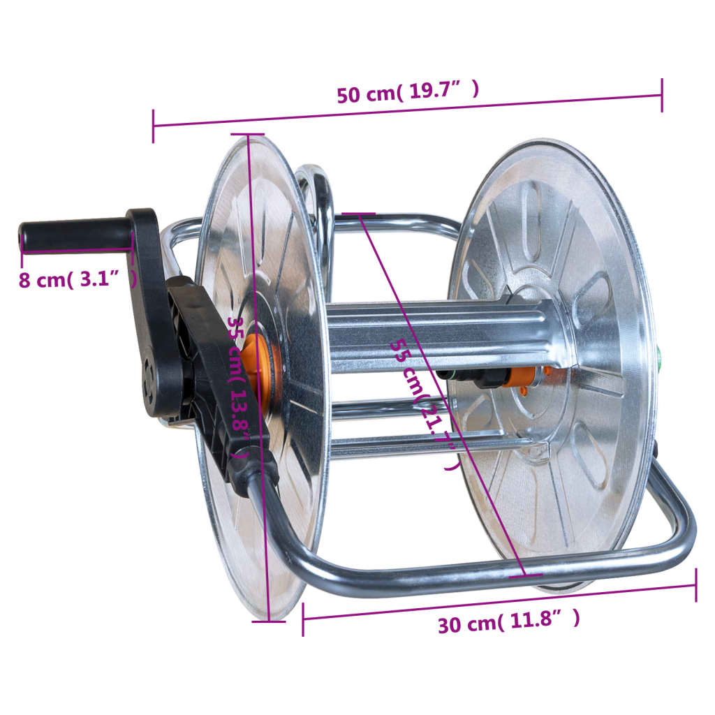Hose reel wall mounting for 50m 1/2" or 35m 3/4" hose