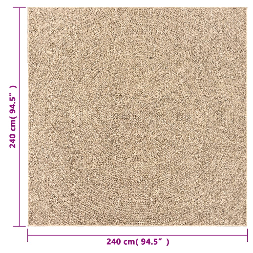 Carpet ZIZUR 240x240 cm jute look indoor and outdoor