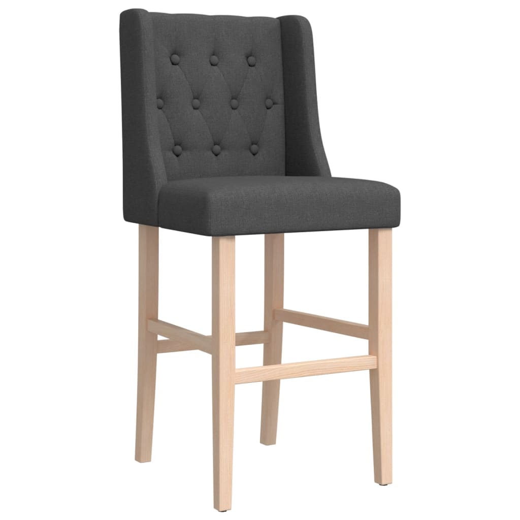 Bar stools 2 pcs. Solid wood rubber tree and fabric