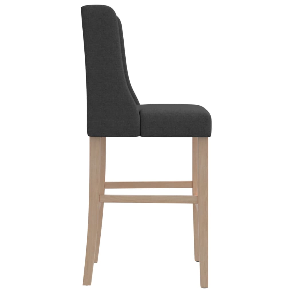 Bar stools 2 pcs. Solid wood rubber tree and fabric