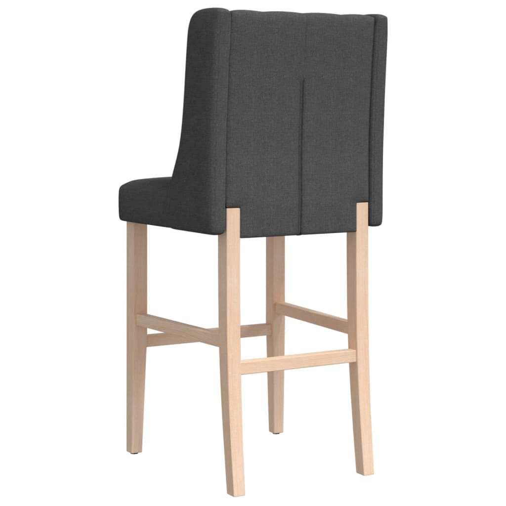 Bar stools 2 pcs. Solid wood rubber tree and fabric