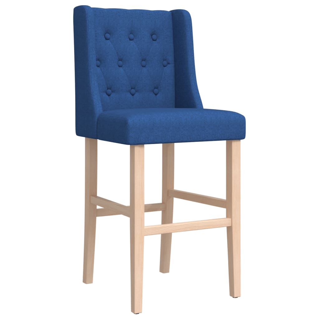 Bar stools 2 pcs. Solid wood rubber tree and fabric