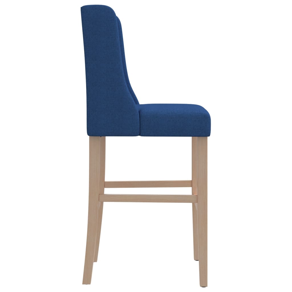 Bar stools 2 pcs. Solid wood rubber tree and fabric