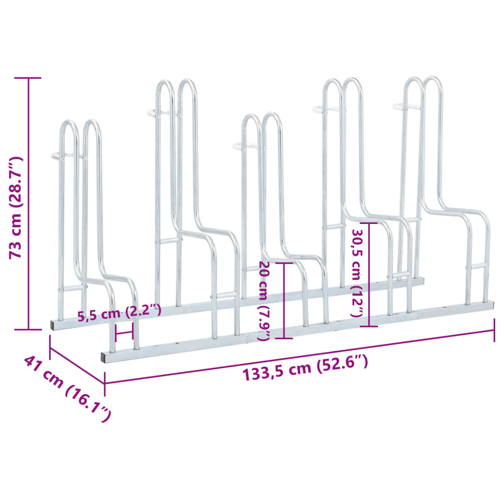 Bicycle stand for 5 bikes Freestanding Galvanized steel