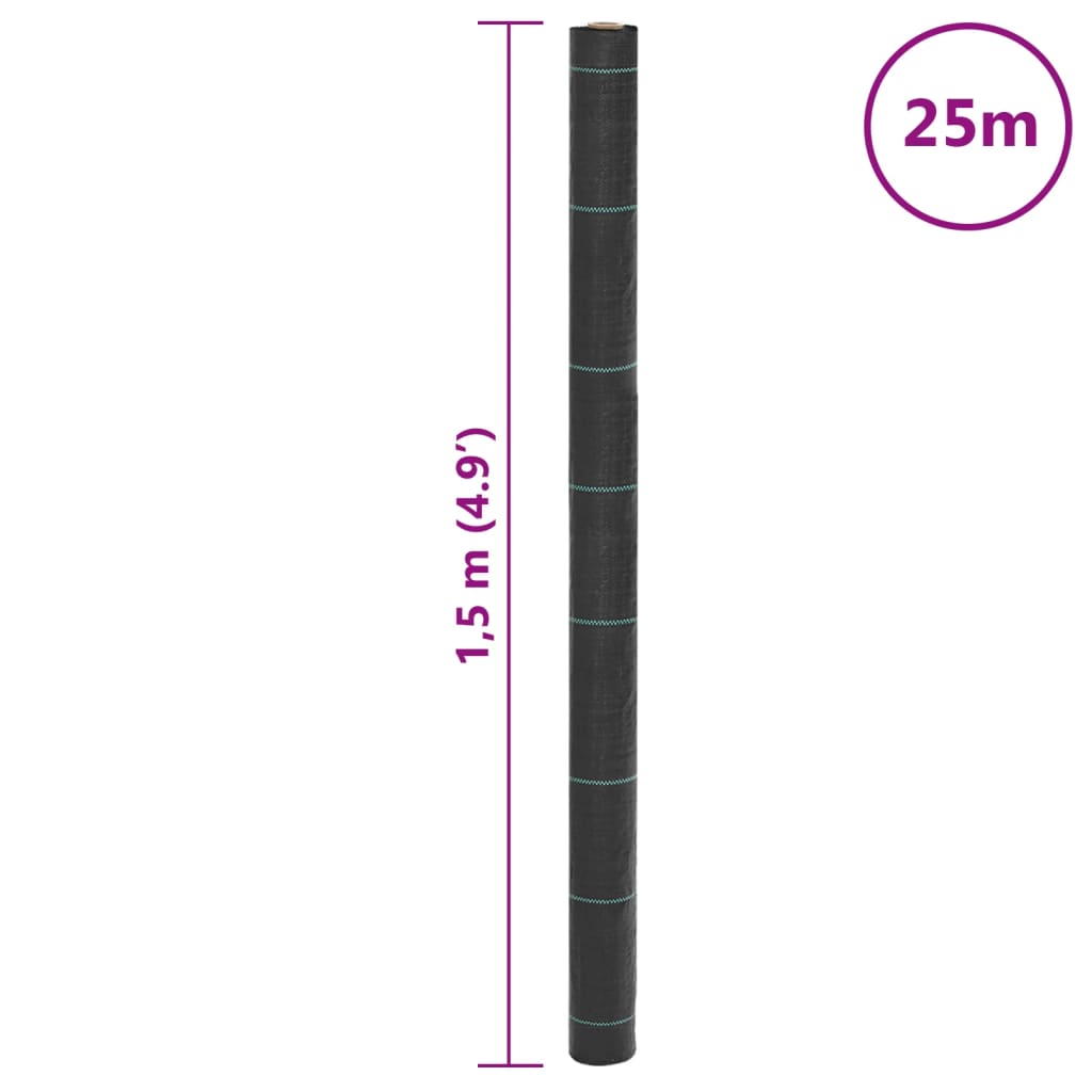 Weed Control Fleece Black 1.5x25 m PP