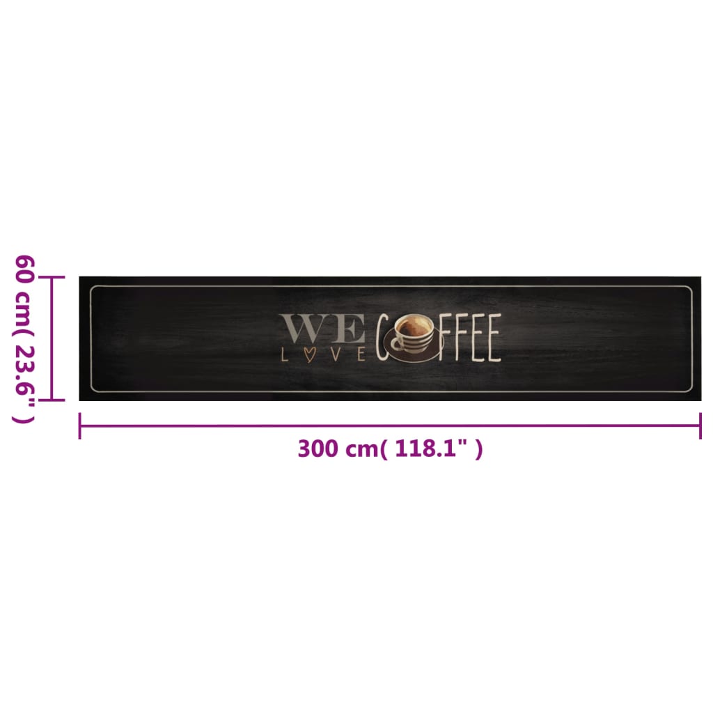 Kitchen Rug Washable Coffee 60x300 cm Velvet