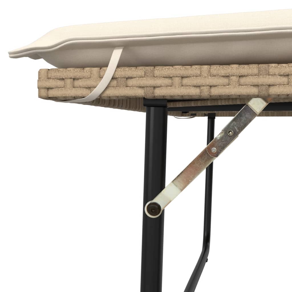 Garden Bench with Cushion and Stool Beige Poly Rattan