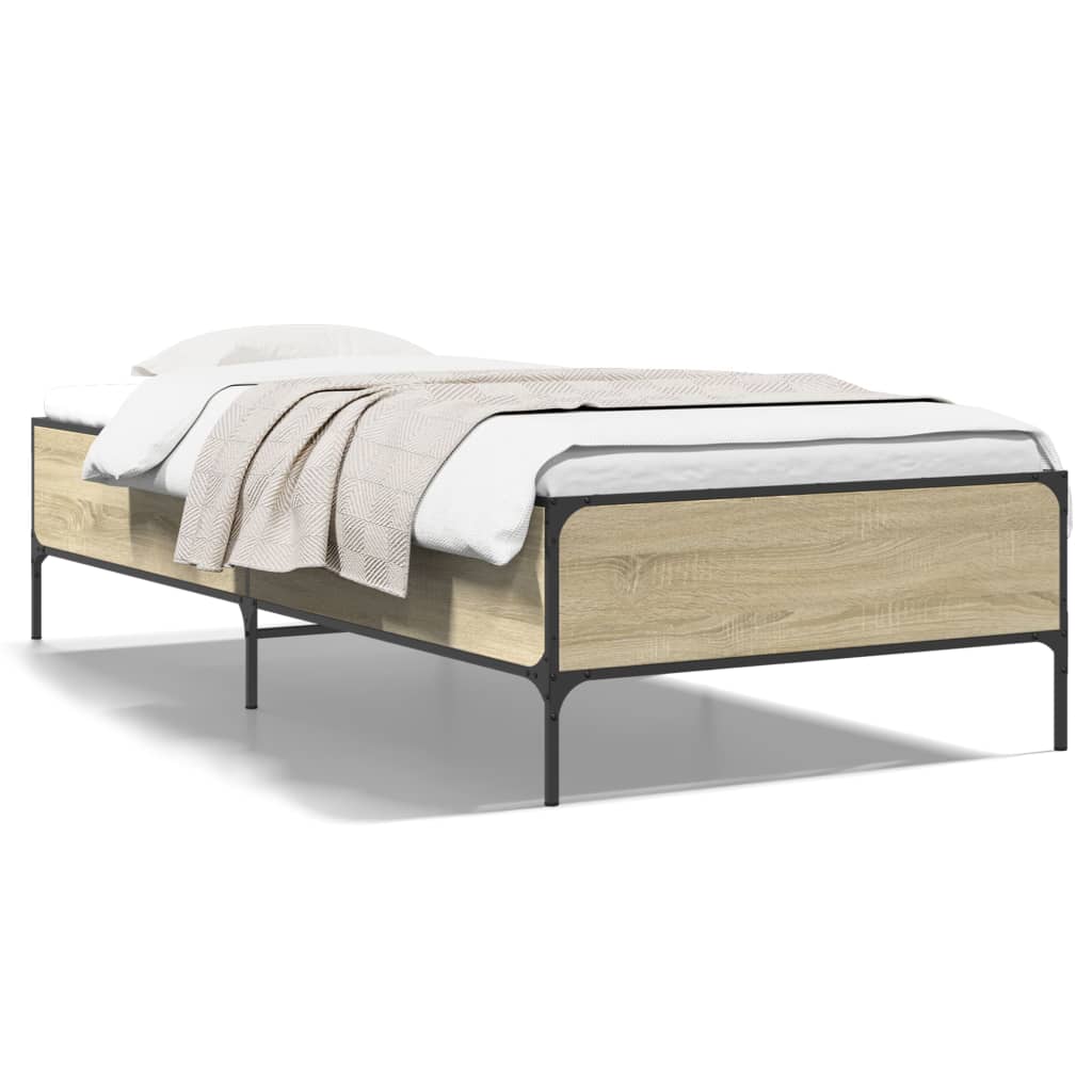 Bettgestell Sonoma-Eiche 75x190 cm Holzwerkstoff und Metall