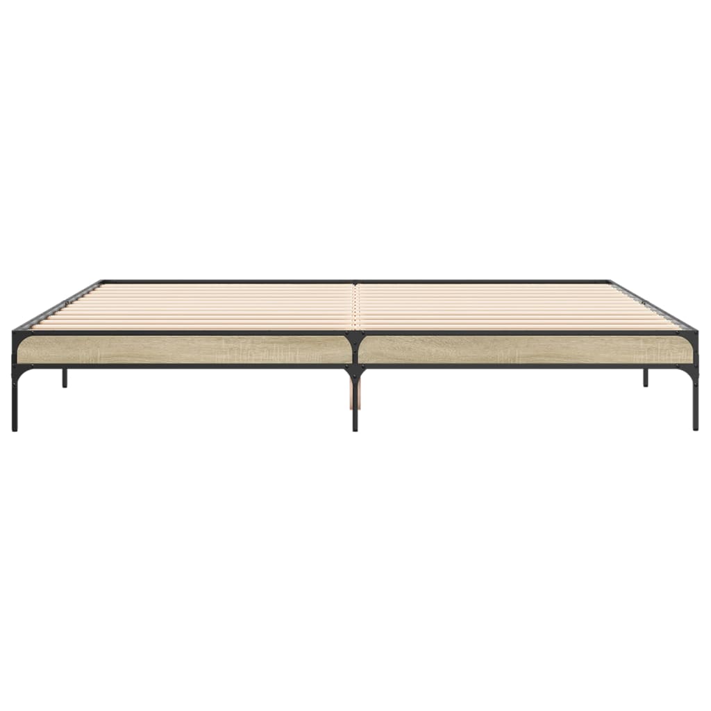Bed frame Sonoma oak 200x200 cm wood material and metal