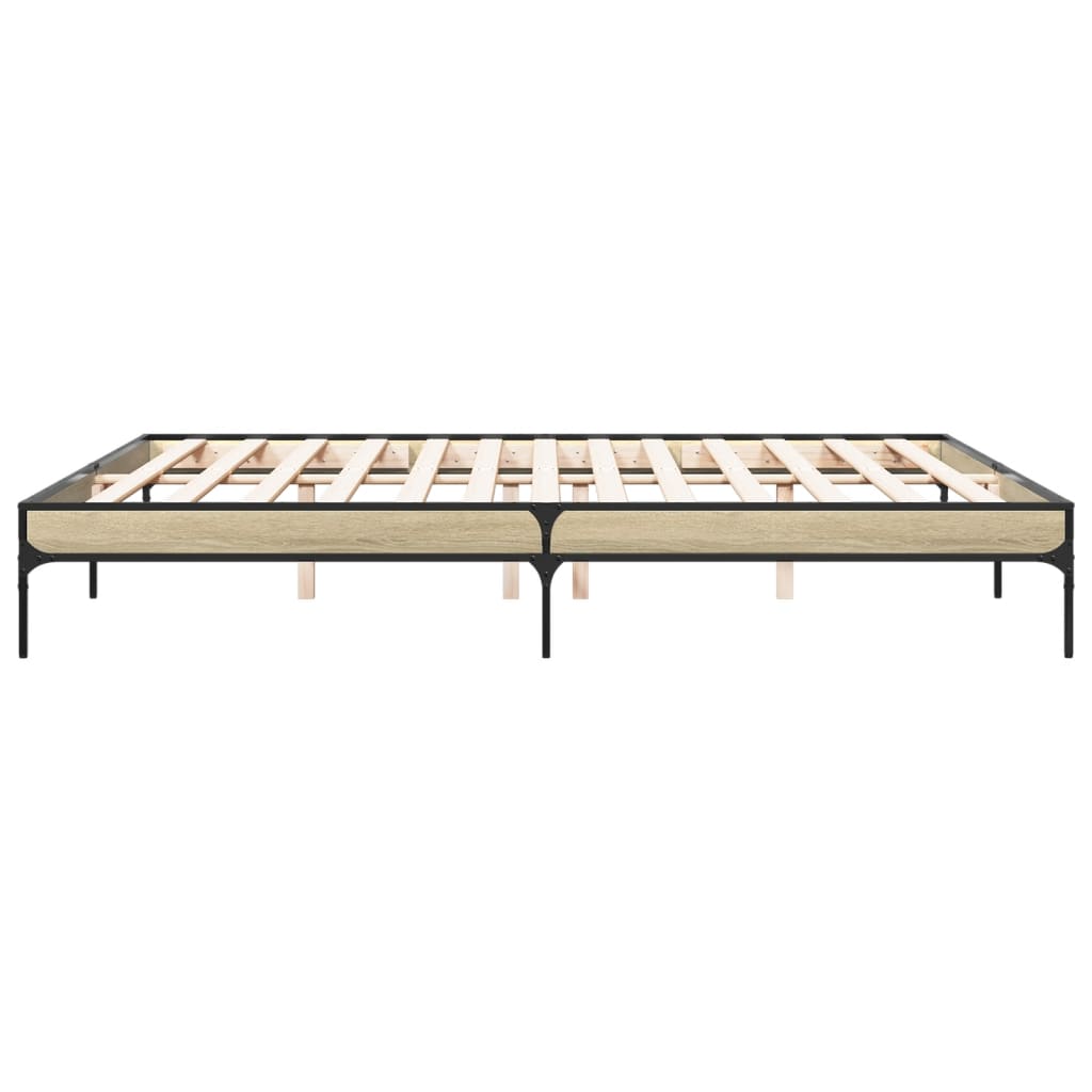 Bed frame Sonoma oak 200x200 cm wood material and metal