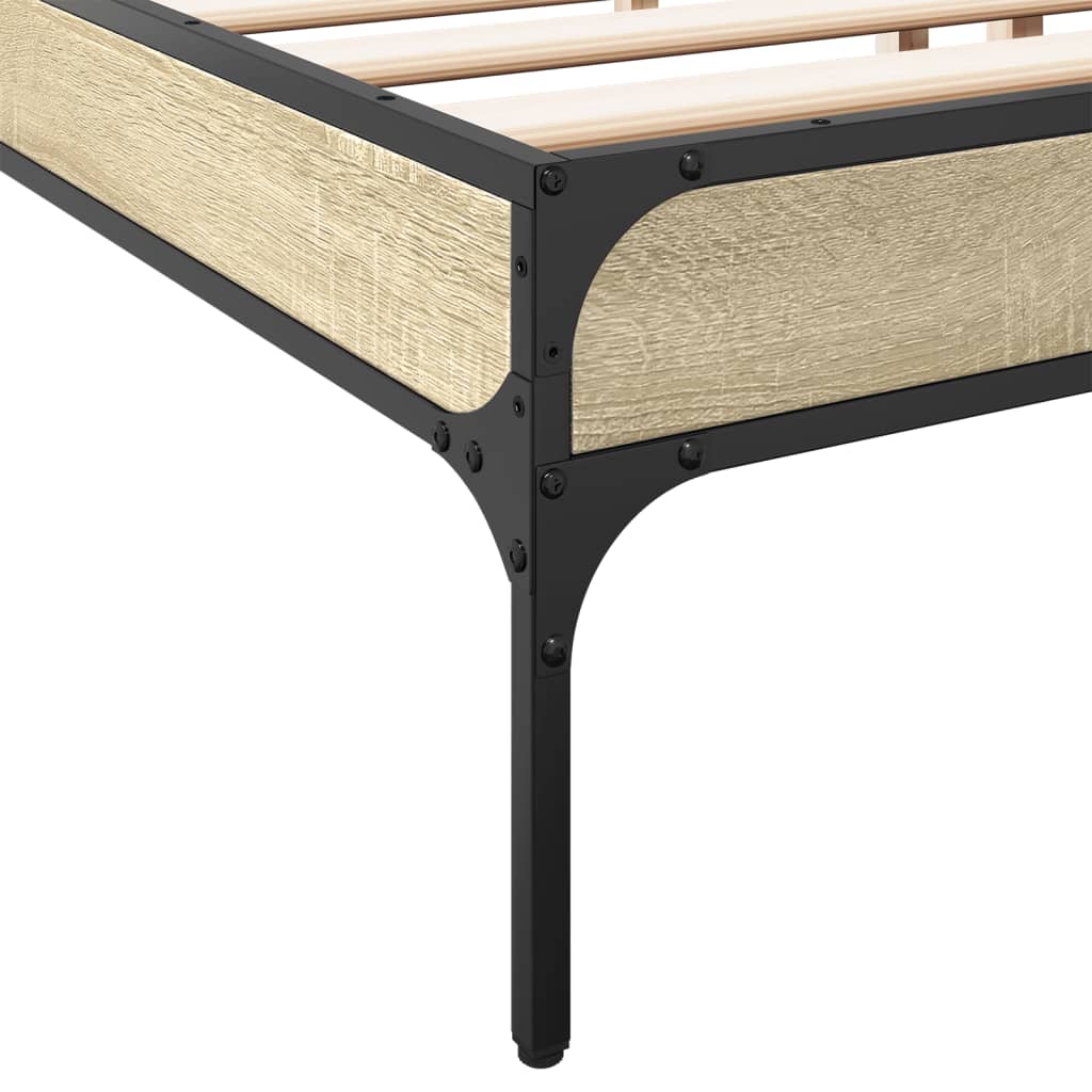 Bed frame Sonoma oak 200x200 cm wood material and metal