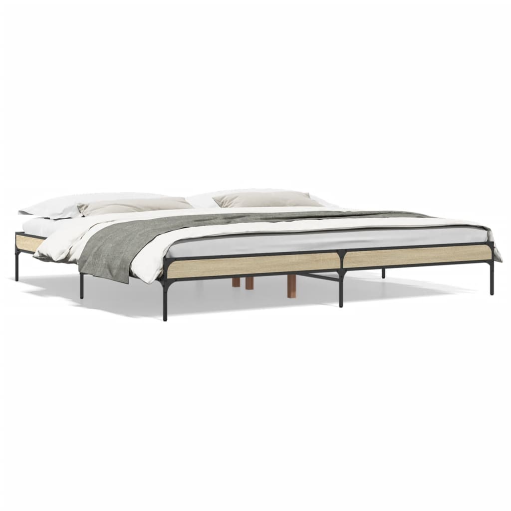 Bed frame Sonoma oak 180x200 cm wood material and metal