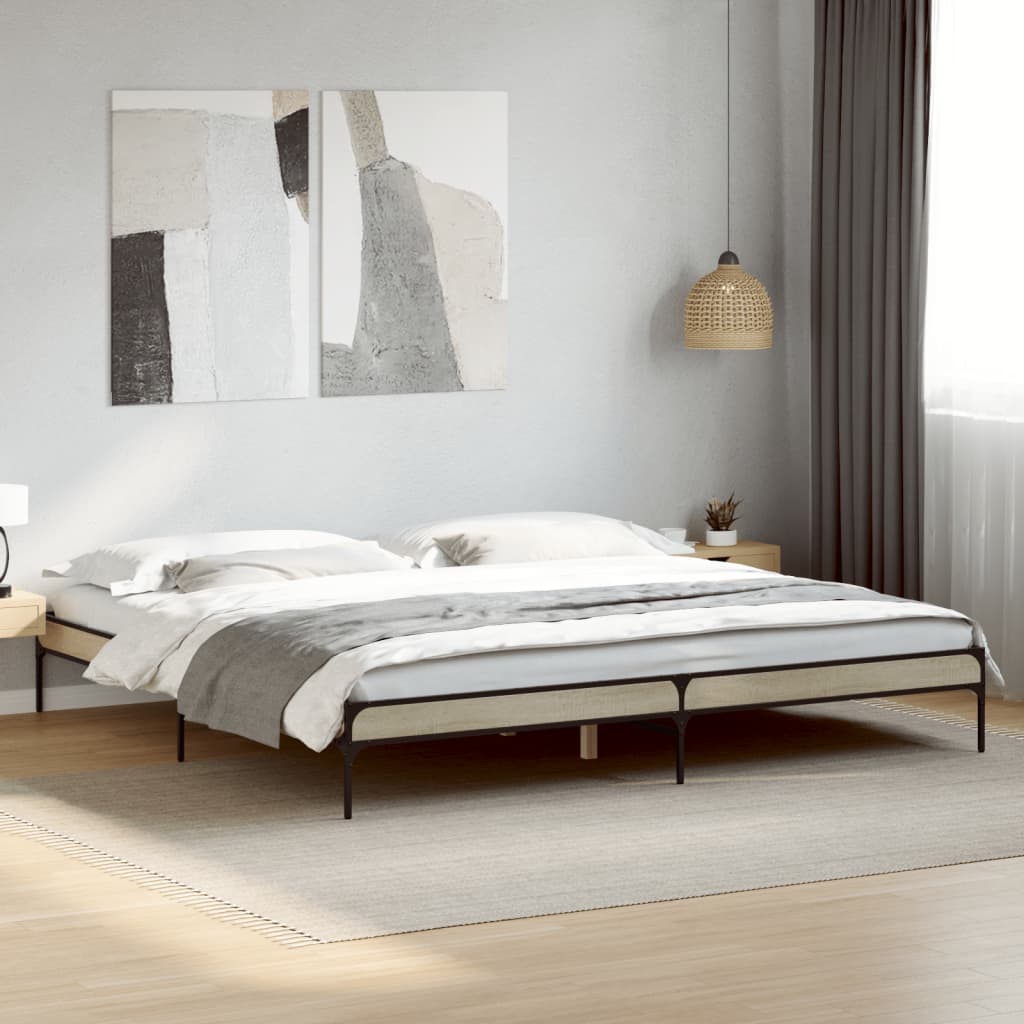 Bed frame Sonoma oak 180x200 cm wood material and metal